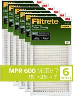 🌬️ filtrete 16x25x1 ac furnace air filter, mpr 600, clean living dust reduction, 6-pack (15.69 x 24.69 x 0.81) логотип