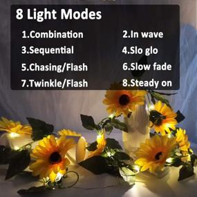 img 1 attached to Sunflower Lights Garland Decor, 7.2 ft 30 LED Fairy String Lights for Indoor Outdoor, with 8 Artificial Sunflowers, Waterproof Starry Lights for Garden, Home, Spring Wedding, Party, Women's Bedroom - Battery Operated