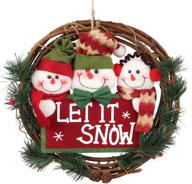 🎄 d-fantix 14 inch small christmas wreath for front door - indoor holiday decorations - seasonal home docer (three snowman, let it snow) логотип