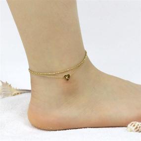 img 3 attached to 💎 Gold Plated 14K Ankle Bracelets for Women Teen Girls - Summer Beach Accessories with Heart Initial, Cute Letter Chains Anklet Jewelry Gifts for Wife, Girlfriend, Daughter, BFF