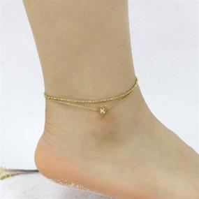 img 2 attached to 💎 Gold Plated 14K Ankle Bracelets for Women Teen Girls - Summer Beach Accessories with Heart Initial, Cute Letter Chains Anklet Jewelry Gifts for Wife, Girlfriend, Daughter, BFF