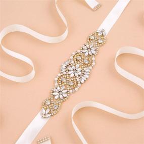 img 2 attached to 💎 Exquisite Crystal Wedding Rhinestone Sash: Handmade Silver Organza Women's Accessories