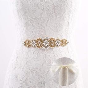 img 1 attached to 💎 Exquisite Crystal Wedding Rhinestone Sash: Handmade Silver Organza Women's Accessories