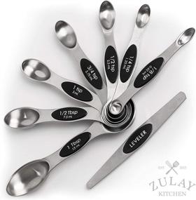 img 2 attached to 🥄 Zulay 8 Piece Set of Premium Stainless Steel Magnetic Measuring Spoons with Convenient Leveler - Easy Attach and Detach, Double-Sided Design Fits Spice Jars, Ideal for Measuring Liquid & Dry Ingredients