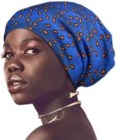 img 3 attached to 🌺 Satin Bonnet Extra Large African Print Sleep Cap for Curly Hair, Locs & Black Women: The Perfect Hair Wrap