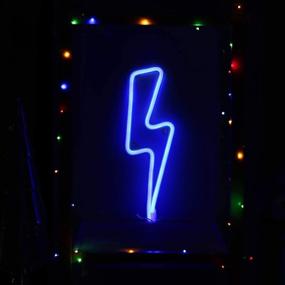 img 2 attached to 🌟 LED Decorative Lights for Bedroom Party Decoration - Neon Light 2-Pack: Blue Lightning Bolt & Yellow Cloud - Battery and USB Powered Wall Art (CLD+LNBB)