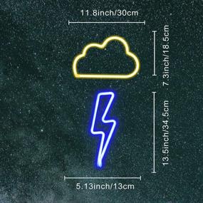 img 1 attached to 🌟 LED Decorative Lights for Bedroom Party Decoration - Neon Light 2-Pack: Blue Lightning Bolt & Yellow Cloud - Battery and USB Powered Wall Art (CLD+LNBB)