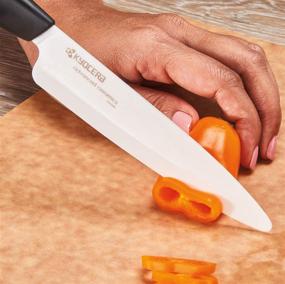 img 2 attached to 🔪 Kyocera Ceramic Slicing Knife Set - 3 Pieces, 5-inch, 4.5-inch, and 3-inch - Black Handle with White Blades