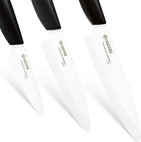 img 3 attached to 🔪 Kyocera Ceramic Slicing Knife Set - 3 Pieces, 5-inch, 4.5-inch, and 3-inch - Black Handle with White Blades