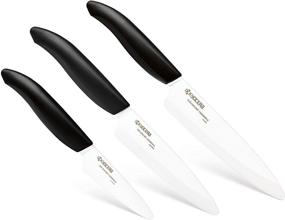 img 4 attached to 🔪 Kyocera Ceramic Slicing Knife Set - 3 Pieces, 5-inch, 4.5-inch, and 3-inch - Black Handle with White Blades