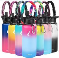 🥤 amiter water bottle: wide mouth straw lid & handle lid (22oz-128oz) - vacuum insulated stainless steel, leakproof bpa free travel mug flask logo