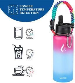 img 2 attached to 🥤 Amiter Water Bottle: Wide Mouth Straw Lid & Handle Lid (22oz-128oz) - Vacuum Insulated Stainless Steel, Leakproof BPA Free Travel Mug Flask