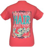 🧜 stylish girlie girls mermaid hair don't care short sleeve t-shirt: trendy and playful logo