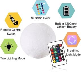 img 2 attached to 🌕 Mesmerizing 5.9 Inch Moon Lamp: 16 Colors, USB Charging & Touch Control - Perfect Gift for Kids and Women