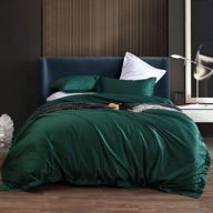 🛏️ l lovsoul queen duvet cover set, 3 piece bedding set with 100% egyptian cotton, 1200 thread count, includes 1 comforter cover and 2 pillow cases, green color, size 90x90 inches logo