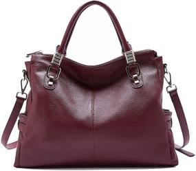 img 4 attached to TOMCHAN Genuine Women's Satchel Handbags - Shoulder Crossbody Bags with Wallets in Tote Style