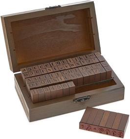 img 4 attached to 🔠 Vintage Wood Alphabet Stamp Set with Numbers, Symbols, and Storage Box - Bright Creations (70 Pieces)
