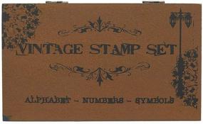 img 3 attached to 🔠 Vintage Wood Alphabet Stamp Set with Numbers, Symbols, and Storage Box - Bright Creations (70 Pieces)