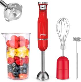 img 4 attached to ALLKEYS 500W 4-in-1 Immersion Hand Blender: Titanium Reinforced Stainless Steel Stick 🔪 | Smart Stepless Speed | 600ml Mixing Beaker, Whisk, Milk Frother | BPA-Free