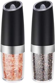 img 4 attached to ISMARTEN Gravity Electric Pepper Grinder and Salt Grinder Mill: Adjustable 🌶️ Coarseness, Battery Powered, Automatic Operation with LED Light - Brushed Stainless Steel