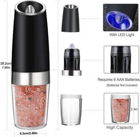 img 2 attached to ISMARTEN Gravity Electric Pepper Grinder and Salt Grinder Mill: Adjustable 🌶️ Coarseness, Battery Powered, Automatic Operation with LED Light - Brushed Stainless Steel