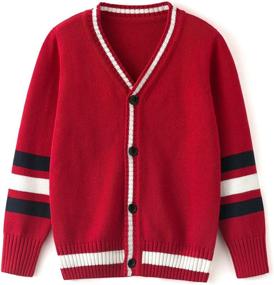 img 4 attached to 👕 Curipeer V Neck Cardigan Sweater Uniform - Stylish Boys' Sweaters for a Smart Look