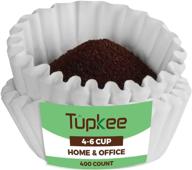 ☕ tupkee 4-6 cup coffee filters - 400 count, junior basket style, white paper, chlorine free coffee filter, made in the usa logo