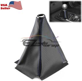 img 3 attached to 🚗 EZAUTOWRAP Universal Carbon Fiber Style Black Shift Knob Shifter Boot Cover with Blue Stitches - PVC Leather, MT Sports Gear