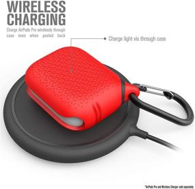 img 3 attached to 🔥 Catalyst Premium Edition Flame Red Waterproof Case for AirPods Pro - Carabiner, Wireless Charging Compatible, Retail Packaging