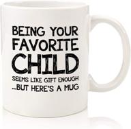 best mom & dad christmas gifts - funny coffee mug: your favorite child - unique gag xmas 🎁 gifts for dad, mom from daughter, son, kids - parents bday present idea - fun novelty cup for men, women logo