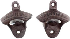 img 2 attached to ZRAMO 2 Pack Retro Black Wall-Mounted Bartender's Bottle Opener - Heavy-Duty Cast Iron Set with Screws Included