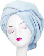 💧 tancano super absorbent anti-frizz microfiber hair towel wrap for curly hair drying - large 23.6''x47'' multifunctional towel for bath, spa, and makeup - light blue logo