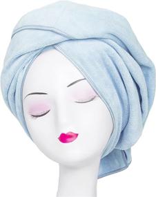 img 4 attached to 💧 Tancano Super Absorbent Anti-Frizz Microfiber Hair Towel Wrap for Curly Hair Drying - Large 23.6''x47'' Multifunctional Towel for Bath, Spa, and Makeup - Light Blue