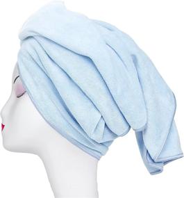 img 3 attached to 💧 Tancano Super Absorbent Anti-Frizz Microfiber Hair Towel Wrap for Curly Hair Drying - Large 23.6''x47'' Multifunctional Towel for Bath, Spa, and Makeup - Light Blue