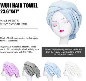 img 1 attached to 💧 Tancano Super Absorbent Anti-Frizz Microfiber Hair Towel Wrap for Curly Hair Drying - Large 23.6''x47'' Multifunctional Towel for Bath, Spa, and Makeup - Light Blue