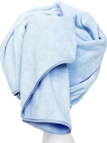 img 2 attached to 💧 Tancano Super Absorbent Anti-Frizz Microfiber Hair Towel Wrap for Curly Hair Drying - Large 23.6''x47'' Multifunctional Towel for Bath, Spa, and Makeup - Light Blue