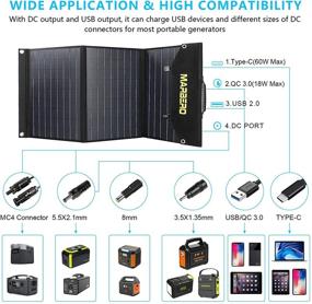 img 2 attached to 🔋 MARBERO 60W Foldable Solar Panel Battery Charger for Portable Power Station Solar Generator, Smartphone, Tablet, Laptop QC3.0/PD 60W USB Port DC Output (10 Interchangeable Adapters) for Home Camping