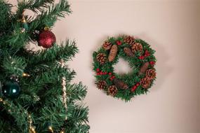 img 1 attached to 🎄 Clever Creations 12 Inch Artificial Christmas Wreath with Pinecones and Berries for Front Door Decor, Indoor and Outdoor Holiday Hanging Decoration