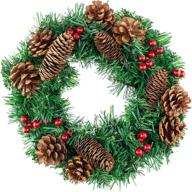 🎄 clever creations 12 inch artificial christmas wreath with pinecones and berries for front door decor, indoor and outdoor holiday hanging decoration logo