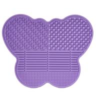 🦋 silicone brush cleaning mat - butterfly shape scrubber - portable beauty washing tool for makeup and art brushes - extend lifespan - top cleaner pad! (purple) logo