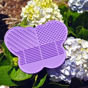 img 2 attached to 🦋 Silicone Brush Cleaning Mat - Butterfly Shape Scrubber - Portable Beauty Washing Tool for Makeup and Art Brushes - Extend Lifespan - Top Cleaner Pad! (Purple)