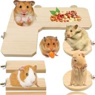 🐹 leonbach 5-pack hamster cage platform set with standing boards, cage accessories for chinchilla, hamster, bird - l-shaped wooden platform 12.6 inches логотип