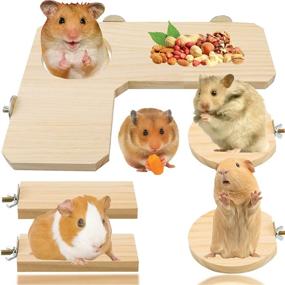 img 4 attached to 🐹 LeonBach 5-Pack Hamster Cage Platform Set with Standing Boards, Cage Accessories for Chinchilla, Hamster, Bird - L-Shaped Wooden Platform 12.6 Inches