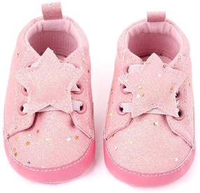 img 1 attached to Premium Canvas Baby Sneakers with Soft Sole and Sparkly Lace Up - Perfect for Toddler's First Steps