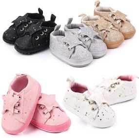 img 3 attached to Premium Canvas Baby Sneakers with Soft Sole and Sparkly Lace Up - Perfect for Toddler's First Steps