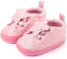 img 2 attached to Premium Canvas Baby Sneakers with Soft Sole and Sparkly Lace Up - Perfect for Toddler's First Steps