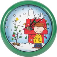 🕰️ snowy blue carols peanuts dog house 8 x 8 christmas wall clock by mark feldstein & associates logo