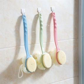 img 2 attached to 🚿 Hedume 4-Pack Shower Body Brush with Bristles and Soft Loofah - 2-in-1 Bath Body Brush, Long Handle Back Scrubber for Wet or Dry Use (4 Colors)