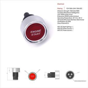 img 3 attached to JOYHO Push Start Engine Ignition Switch - Off-(ON) Momentary Start Button, Ideal for 12V-24V Vehicles, with Red LED Light