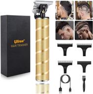 🔥 premium hair clippers for men: pro trimmer, zero gapped with guide combs - ideal for lines, edges, sideburns & beard grooming kit! low noise, cordless & rechargeable - in gold logo